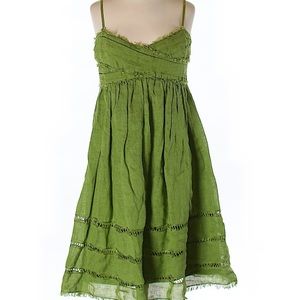 Sophie Max Green Linen Sun Dress XS